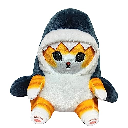 Miotlsy Katze Plüschtier Kawaii Katze Kuscheltier Shark Cat Gefüllte Puppe Plüschpuppe 22 cm Weiche Plüsch Katze Stofftierpuppe Geschenk für Kinder von Miotlsy