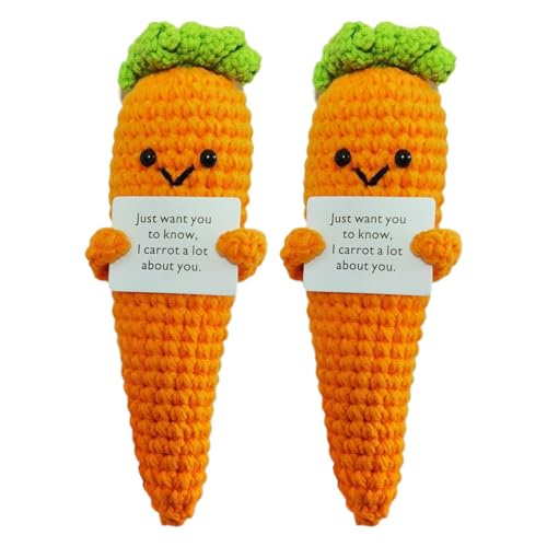 Miotlsy Mini Karottespielzeug Strickwolle Karotte Puppe Beste Freundin Geschenke Mutmacher Geschenk Pocket Hug Geburtstagsgeschenk Partydekoration Positive und Life Karotten 2 pcs von Miotlsy