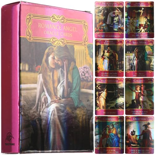 Miotlsy Romantic Angel Oracle Karten 44pcs Tarot für Anfänger Deck Wahrsagungsinstrument für Freunde Party Family Spiel Karte Romance Angel Oracle-Karten mit Anleitung Party-Sammlerspiel von Miotlsy