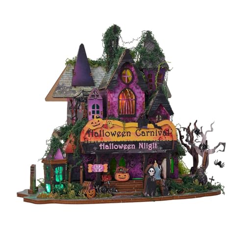 3D Holzhaus Puzzle, Halloween Nacht 3D Holz DIY Miniatur Horror Haus Kit, Schreckliche Schreckliche Desktop Modell Halloween Dekoration 3D Holzhaus Puzzle, Halloween Nacht 3D Holz DIY Miniatur Horror Haus Kit, Schreckliche Schreckliche Desktop Modell Halloween Dekoration von Mious