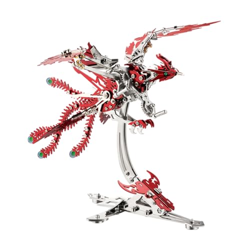 Mious 3D DIY Mechanical Phoenix Assembly Model Kit, Metall-Modell Ornamente für Erwachsene Jugendliche, Kreative Desktop-Puzzles Spielzeug Geschenk (358PCS/Rot) von Mious