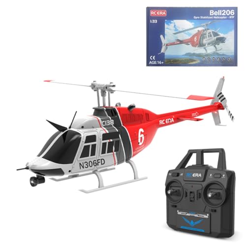 Mious Ferngesteuerter Hubschrauber für Erwachsene, RC C138 1/33 Scale Bell 206 Helicopter 2.4G 6CH No Aileron Helicopter mit Optical Flow Positioning (RTF Version) von Mious