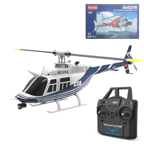 Mious Ferngesteuerter Hubschrauber für Erwachsene, RC C138 1/33 Scale Bell 206 Helicopter 2.4G 6CH No Aileron Helicopter mit Optical Flow Positioning (RTF Version) von Mious