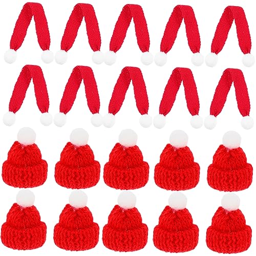 Mipcase 20 Stück Teiliges Miniatur Strickset mit Weihnachtsmützen und Schals Große Rote Hauben und Schals Handgefertigte Xmas Flaschen und Puppendeko für DIY Weihnachtsdekoration Mipcase 20 Stück Teiliges Miniatur Strickset mit Weihnachtsmützen und Schals Große Rote Hauben und Schals Handgefertigte Xmas Flaschen und Puppendeko für DIY Weihnachtsdekoration von Mipcase