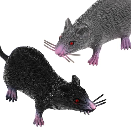 Mipcase Kunststoff-Mausspielzeug: 2 Stück Realistische Gefälschte Ratten Tricks Requisiten Gruseliges Rattenspielzeug Simuliertes Mausmodell Neuartige Requisitendekorationen Für Partys von Mipcase
