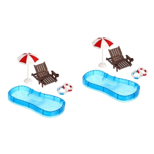 Mipcase Miniatur-Schwimmbecken: 2Er-Set Puppenbecken Miniatur-Klappstrandkorb Hausdekor Möbelspielzeug Für DIY-Fee von Mipcase