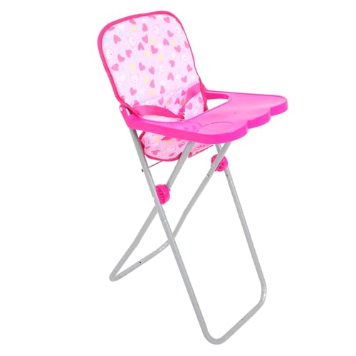 Mipcase Puppen-Hochstuhl-Spielzeug: Faltbare Baby-Puppenmöbel Puppen-Esszimmerstuhl-Zubehör Mit Tablett Rosa von Mipcase