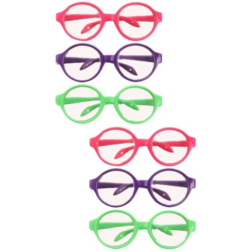 Mipcase Puppenbrille: 6Pcs Doll Dressing Brille Plastik Miniaturrahmen Runde Brillen Mini -Puppenkostüm Für Cosplay -Party von Mipcase