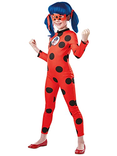 Rubies Miraculous Offizielles Kostüm für Kinder, Ladybug Miraculous + Plüschtier Tikki, Kostüm in Größe S, 3-4 Jahre Halloween von Rubie's