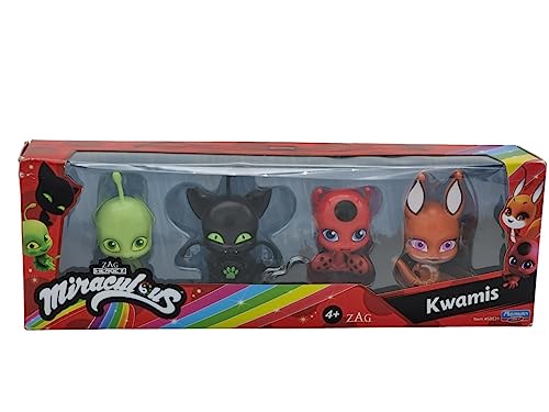 BANDAI Miraculous Ladybug and Cat Noir Kwami Surprise 4 Pack | 4 Kwami Figuren im Inneren | Mystery Kwami Miraculous Toys Collect Them All | Miraculous Kwami Figuren mit Juwelen zum Spielen und von BANDAI