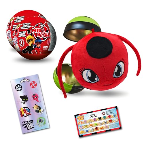 Miraculous Ladybug, Sammelspielzeug Kapsel 4-1, 2er-Set, Miraball Überraschung: Ausdehnbares Kwami-Plüschtier, Metallkugel mit Charakterbildern, Glitzernde Aufkleber, Aufhängeband Miraculous Ladybug, Sammelspielzeug Kapsel 4-1, 2er-Set, Miraball Überraschung: Ausdehnbares Kwami-Plüschtier, Metallkugel mit Charakterbildern, Glitzernde Aufkleber, Aufhängeband von Miraculous
