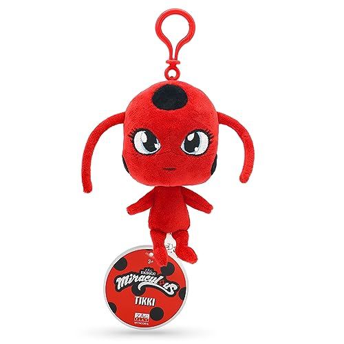 Miraculous Ladybug – Kwami Lifesize Tikki, 12,7 cm Marienkäfer-Plüsch-Clip-On-Spielzeug für Kinder, superweiches Sammlerstück, Stofftier mit Glitzer-Stichaugen und farblich passendem, M13019 von Miraculous