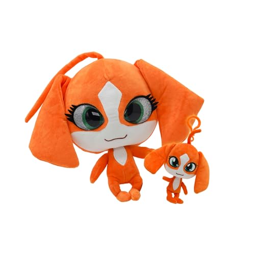 Miraculous Ladybug – Kwami Plüsch-Set, Mon Ami, 22,9 cm Plüsch mit Harzaugen und lebensgroßes Stofftier mit passendem Rucksack, Schlüsselanhänger, Spielzeug für Kinder (Wyncor) (Barkk) von Miraculous