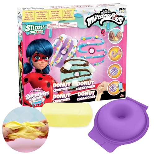 Miraculous Ladybug - Sprinkles n' Slimy Donuts - Schleim-Kit für Mädchen und Jungen, Rollenspiel-Spielzeug für Kinder mit Donut-Maker, Schleim & leichtem Ton, Streusel, Konfetti und Marshmallow von Miraculous