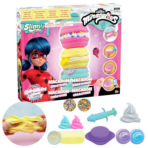 Miraculous Ladybug - Sprinkles n' Slimy Macarons - Slime Kit für Mädchen und Jungen, Rollenspiel-Spielzeug für Kinder mit Macaron Maker, Sahnespender, Schleim & leichtem Ton, Streuseln und süßem von Miraculous