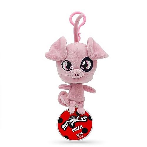 Miraculous Ladybug – Kwami Lifesize Daizzi, 12,7 cm, Schwein-Plüsch-Spielzeug zum Anstecken, superweiches Sammlerstück, Stofftier mit Glitzerstichaugen und farblich passendem von Miraculous