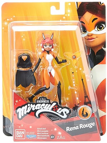 BANDAI Miraculous: Tales of Ladybug and Cat Noir Kleine Rena Rouge-Puppe, 12 cm, Miraculous Rena Rouge Puppe mit Zubehör, Alya Superheld Rena Rouge Spielzeug, Miraculous Dolls Range von BANDAI