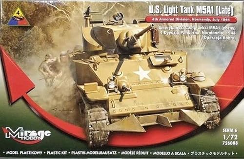 Mirage Hobby 726088-1:72 Uns. Leichter Panzer M5A1 Late 4. Panzerdivision, Normandie, 1944 Operation Cobra von Mirage Hobby