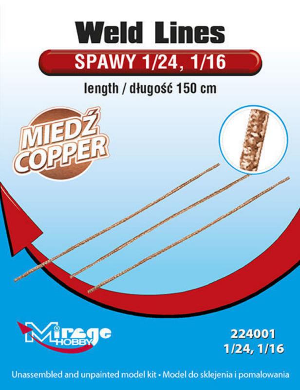 Weld Lines sc.1/24 length:150cm (White Metall) von Mirage Hobby