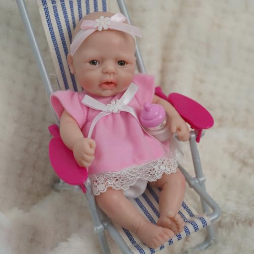 Mire & Mire 17,8 cm Mädchen Micro Preemie Ganzkörper Silikon Babypuppe Sophia Lebensechte Mini Reborn Puppe Surprice Kinder Anti-Stress von Mire & Mire