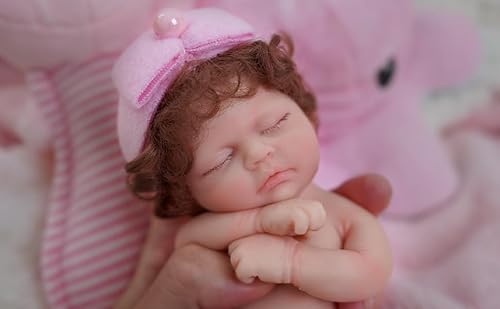 Mire & Mire 7 "Miniatur Reborn Babypuppen Silikon Ganzkörper Baby Weiche Haut Mini Realistische Neugeborene Babypuppen Real Life Tiny Baby Puppe mit Fütterung Zubehör…, Rosa von Mire & Mire