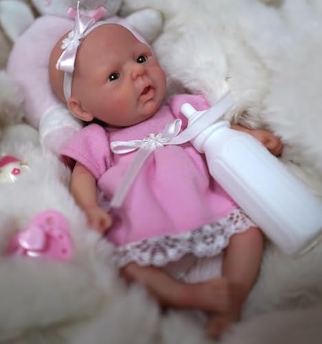 Mire & Mire Mini Ganzkörper Silikon Reborn Baby Puppe Neugeborenes Baby Puppe Echte Baby Doll Handgemachte Weiche Babypuppe Mädchen-Rosa von Mire & Mire