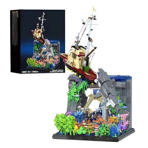 Shark Attack Schiffbau-Bausatz – 2932 Teile Großartiger Weißer Hai Jagdszene Bausatz, Meeresabenteuer-Modell, Dekoration für Homeoffice, STEM-Lernspielzeug, Kreatives Geschenk für erwachsene Sammler Shark Attack Schiffbau-Bausatz – 2932 Teile Großartiger Weißer Hai Jagdszene Bausatz, Meeresabenteuer-Modell, Dekoration für Homeoffice, STEM-Lernspielzeug, Kreatives Geschenk für erwachsene Sammler von MirthMakers