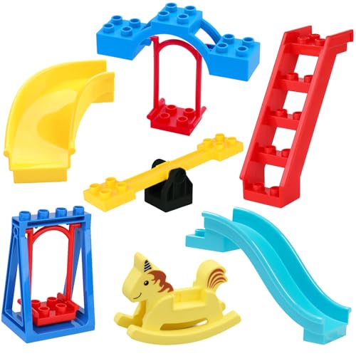 Mirthben Duplo Zubehör Set, Erweiterung mit Rutschen und Spielplatzzubehör sind Kompatibel mit Allen DUPLO Steinen Kreatives Bauen ab 3 Jahren Mirthben Duplo Zubehör Set, Erweiterung mit Rutschen und Spielplatzzubehör sind Kompatibel mit Allen DUPLO Steinen Kreatives Bauen ab 3 Jahren von Mirthben