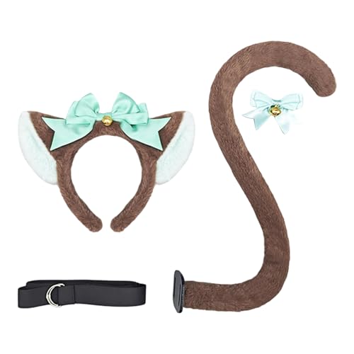 Mirweon Kätzchen-Kostüm-Zubehör, Tierohren-Haarreif, Schleifenschwanz, Halloween-Outfit, Zubehör für Damen, Mädchen, Cosplay, Damenohren Mirweon Kätzchen-Kostüm-Zubehör, Tierohren-Haarreif, Schleifenschwanz, Halloween-Outfit, Zubehör für Damen, Mädchen, Cosplay, Damenohren von Mirweon