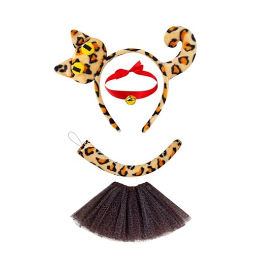 Mirweon Katzenkostüm, Stirnband, Schwanz, Band, Choker, Rock, Gesichtsaufkleber für Damen, Mädchen, Maskerade, Halloween, Cosplay, Zubehör, Katzen-Outfit Mirweon Katzenkostüm, Stirnband, Schwanz, Band, Choker, Rock, Gesichtsaufkleber für Damen, Mädchen, Maskerade, Halloween, Cosplay, Zubehör, Katzen-Outfit von Mirweon