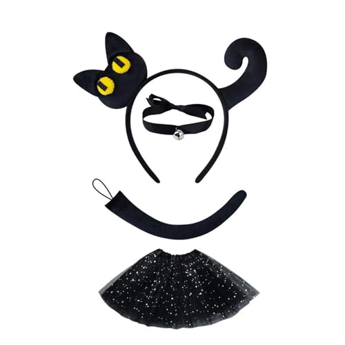 Mirweon Katzenkostüm, Stirnband, Schwanz, Band, Choker, Rock, Gesichtsaufkleber für Damen, Mädchen, Maskerade, Halloween, Cosplay, Zubehör, Katzen-Outfit Mirweon Katzenkostüm, Stirnband, Schwanz, Band, Choker, Rock, Gesichtsaufkleber für Damen, Mädchen, Maskerade, Halloween, Cosplay, Zubehör, Katzen-Outfit von Mirweon