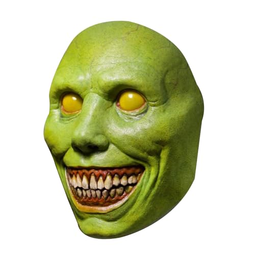 Halloween-Maske,gruselige Gesichtsbedeckung Gruselige Halloween-Maske Halloween-Exorzist-Lächeln-Maske Lächelnd, Lustig, Realistisch, Grinsend, Böse,Gruseliger Terror-Geister-Teufel-Gesichtsschutz von Misaakoeq