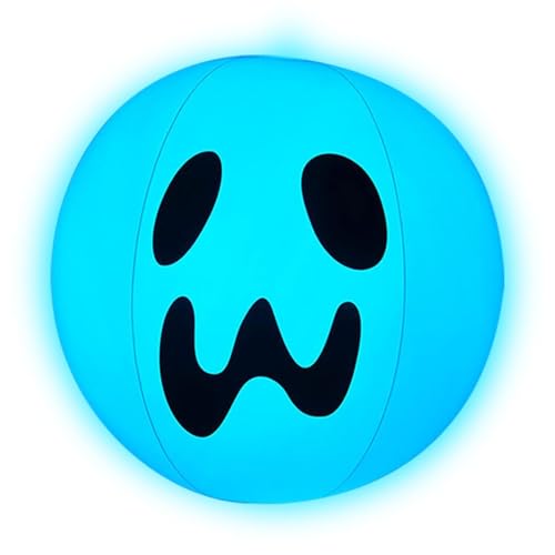 Misaakoeq Aufblasbarer Halloween-Ball,Aufblasbare Halloween-Strandbälle | Smlie Ghost aufblasbare Halloween-Poolbälle mit LED-Beleuchtung - Bunte Luftballons, gruselige, tragbare, batteriebetriebene von Misaakoeq