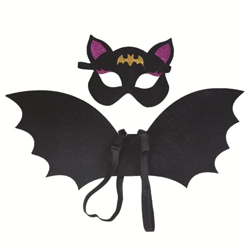 Misaakoeq Fledermaus-Kostüm für Mädchen, Fledermausflügel-Kostüm für Kinder,Mit Gesichtsbedeckung Halloween Cosplay Fledermausflügel | Dekoratives Fledermausflügel-Kostüm für Mädchen, leicht, von Misaakoeq