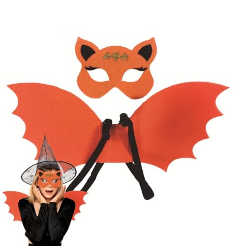 Misaakoeq Fledermausflügel Kostüm für Kinder, kleine Fledermausflügel Cosplay | Dekorative -Fledermausflügel mit Gesichtsbedeckung - Rollenspiel-Requisiten-Kostüm für Halloween-Party, leichte von Misaakoeq