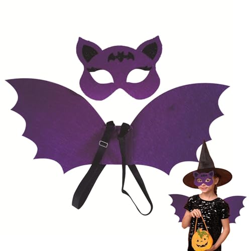 Misaakoeq Fledermausflügel Kostüm für Kinder, kleine Fledermausflügel Cosplay - Mit Gesichtsbedeckung Halloween Party Cosplay Fledermausflügel - Dekorative Karnevalskostüm-Flügel, leichtes Kostüm für von Misaakoeq