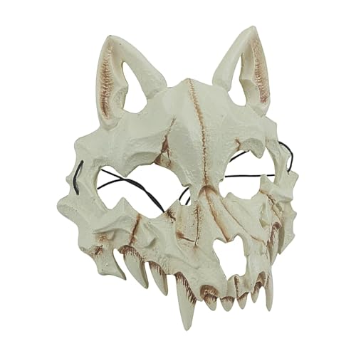 Misaakoeq Realistische Halloween-Kopfbedeckung, Wolfsschädel-Maske | Gruselige Wolfsskelettmaske Kopfbedeckung | Horror-Kostüm-Requisiten für Festivals, Spukhäuser, Aufführungen, Cosplay von Misaakoeq