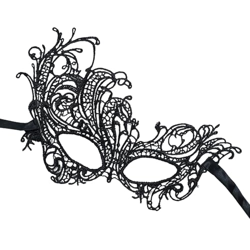 Misaakoeq Schwarze Augenabdeckung aus Spitze, für Damen, Halloween, Cosplay, Augenbinde für Karneval, Party, Damen, Teenager, Mädchen, Bühnenaufführung, Geburtstag Misaakoeq Schwarze Augenabdeckung aus Spitze, für Damen, Halloween, Cosplay, Augenbinde für Karneval, Party, Damen, Teenager, Mädchen, Bühnenaufführung, Geburtstag von Misaakoeq