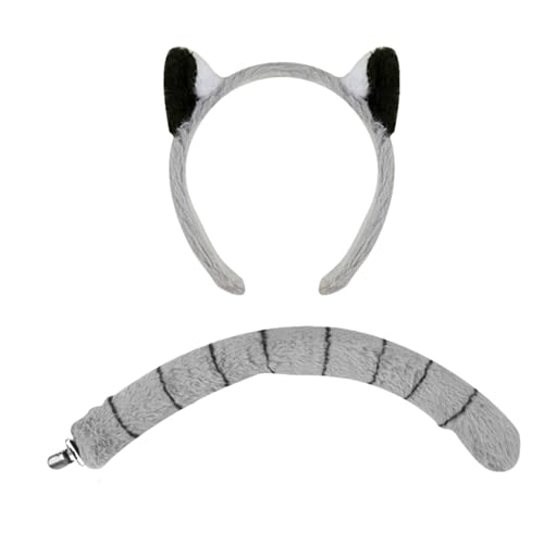 Misaakoeq Tierkostüme Für Kinder - Lemuren-Kopfband Mit Schwanz Und Ohren - Kostümzubehör für für Halloween Partys, Cosplay, Karneval, Bühnenauftritte, Maskeraden und Feiertage Misaakoeq Tierkostüme Für Kinder - Lemuren-Kopfband Mit Schwanz Und Ohren - Kostümzubehör für für Halloween Partys, Cosplay, Karneval, Bühnenauftritte, Maskeraden und Feiertage von Misaakoeq