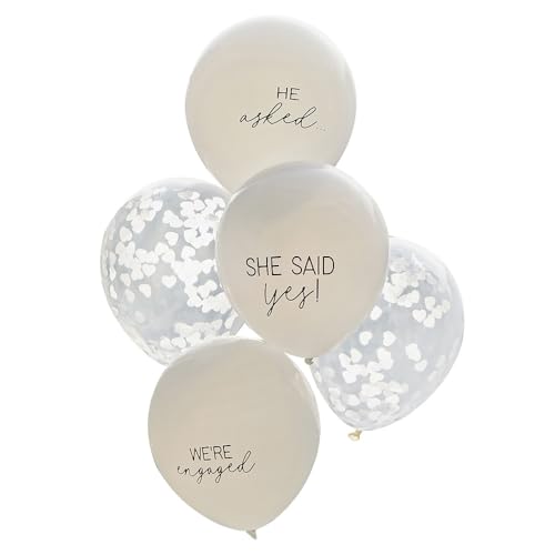 JGA-Ballons Luft-Ballons Konfetti-Ballons SHE SAID YES creme weiß & transparent mit Konfett-Herzen JGA Accessoires Dekoration Zubehör Junggesellinnen-Abschied Deko Party Frauen Braut 10 Ballons von Miss Lovely