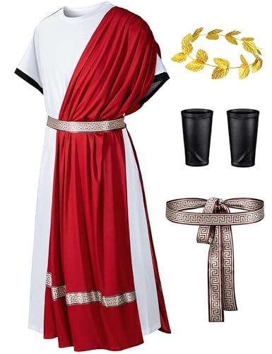 Missanabie Toga-Kostüm für Herren, griechischer Gott, römisches Kostüm, Cosplay, Outfit, Halloween, Robe, Zubehör-Set (RD 2XL) von Missanabie