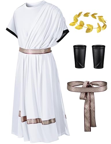 Missanabie Toga-Kostüm für Herren, griechischer Gott, römisches Kostüm, Cosplay, Outfit, Halloween, Robe, Zubehör-Set (WT 2XL) von Missanabie