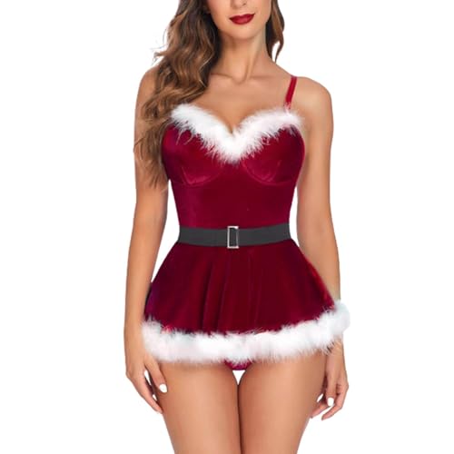 Damen Weihnachtsfrau Kostüm Damen Weihnachts Weihnachtsmann Babydoll Damen Weihnachten Kleid Nikolaus Weihnachtsfrau Kostüm Miss Santa Kleid Damen Weihnachtskleider Santa Cosplay Kostüm Outfit von Missmisq