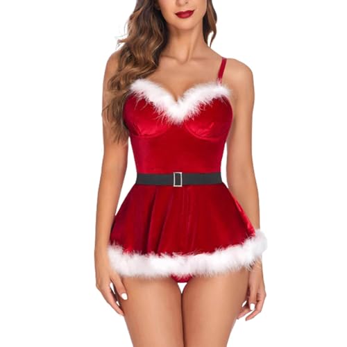 Damen Weihnachtsfrau Kostüm Damen Weihnachts Weihnachtsmann Babydoll Damen Weihnachten Kleid Nikolaus Weihnachtsfrau Kostüm Miss Santa Kleid Damen Weihnachtskleider Santa Cosplay Kostüm Outfit von Missmisq