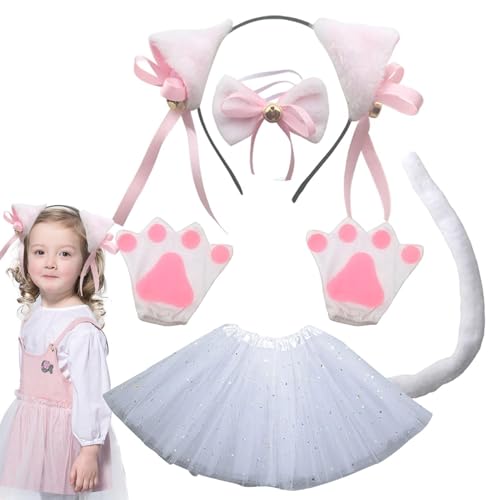 Katzen Kostüm Kinder Mädchen Halloween Kätzchen Kostüm Katzenkostüm Kinder Mädchen Katze Cosplay Set Mit Katzenohren Stirnband Tierkostüm Set Zubehör Set Für Kinder Cosplay Halloween Dress Up von Missmisq