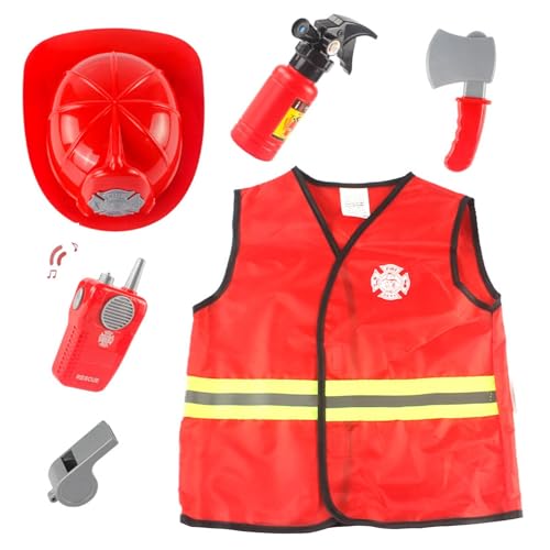 Missmisq Feuerwehr Kostüm Set Für Kinder Feuerwehrmann Kostüm Kinder Feuerwehr Rollenspiel Set Mit Feuerlöscher Feuerwehrhelm Feuerwehrmann Kostüm Kinder Mit Feuerlöscher Komplettes Zubehör von Missmisq