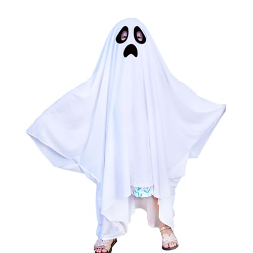 Missmisq Geisterkostüm für Kinder,Geisterkostüm für Kinder - Weißer Geister-Halloween-Poncho | Geisterkostüm für und Mädchen, Cosplay-Rollenspielzubehör für gruseligen Spaß von Missmisq