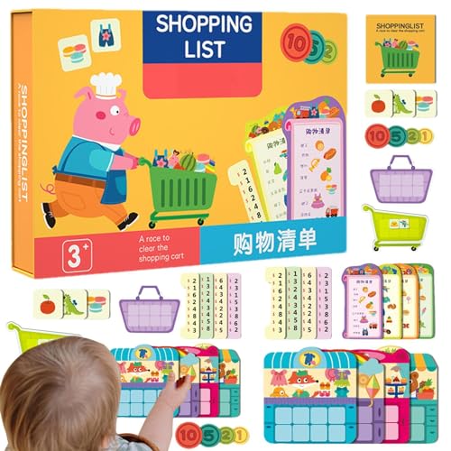 Missmisq Kinder-Einkaufslisten-Spielzeugset,Einkaufslisten-Spielzeug, Shopping-Spielset-Matching-Spiel, Lebensmittel, Lebensmittel, Obst, Lernspielzeug, Feinmotorik-Spielzeug, passende Karten, von Missmisq