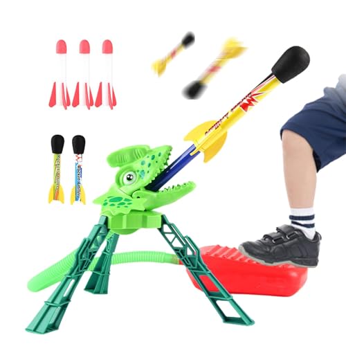 Missmisq Kinderrakete,Step on Rocket | Tragbares Dinosaurier-Sprungraketenspielzeug,Outdoor-Spielzeug für Kinder, lustige Sportspiele, Gartenraketen-Spielset, Step-on-Raketenstartspielzeug für den von Missmisq