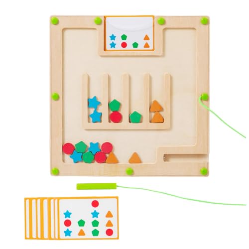 Missmisq Magnetisches Puzzlebrett, magnetisches Farblabyrinth,15 doppelseitige Karten mit magnetischem Farb- und Zähllabyrinth | Formpassendes Lernspielzeug für Kinder im Vorschulalter, fördert Geduld von Missmisq